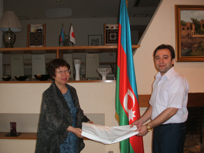 Embassy of the Republic of Azerbaijan: We presented cotton sheeting for the painting.