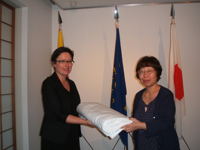 Embassy of the Republic of Lithuania: We presented cotton sheeting for the painting.