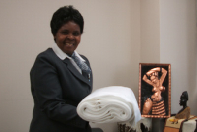 Embassy of the Republic of Zambia: We presented cotton sheeting for the painting.