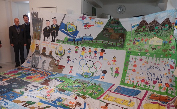Embassy of the Republic of San Marino: The cotton sheeting painted by the children of San Marino has come back to us.