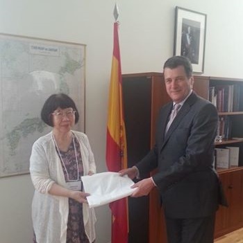 Visited the Embassy of Spain and delivered the cloth for the Biggest Painting in the World to the Ambassador and his wife. 