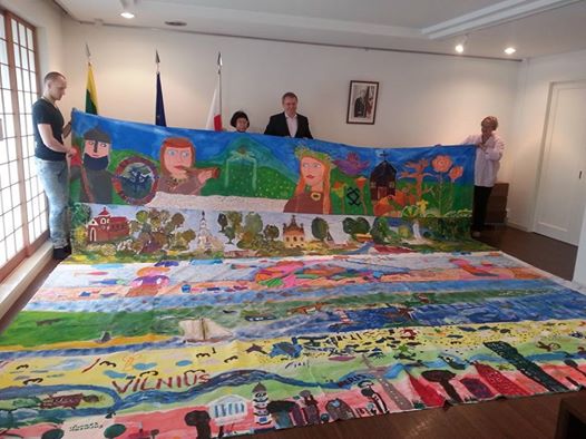 Visited the Embassy of Republic of Lithuania and presented to the Ambassador the Biggest Painting in the World in Lithuania.